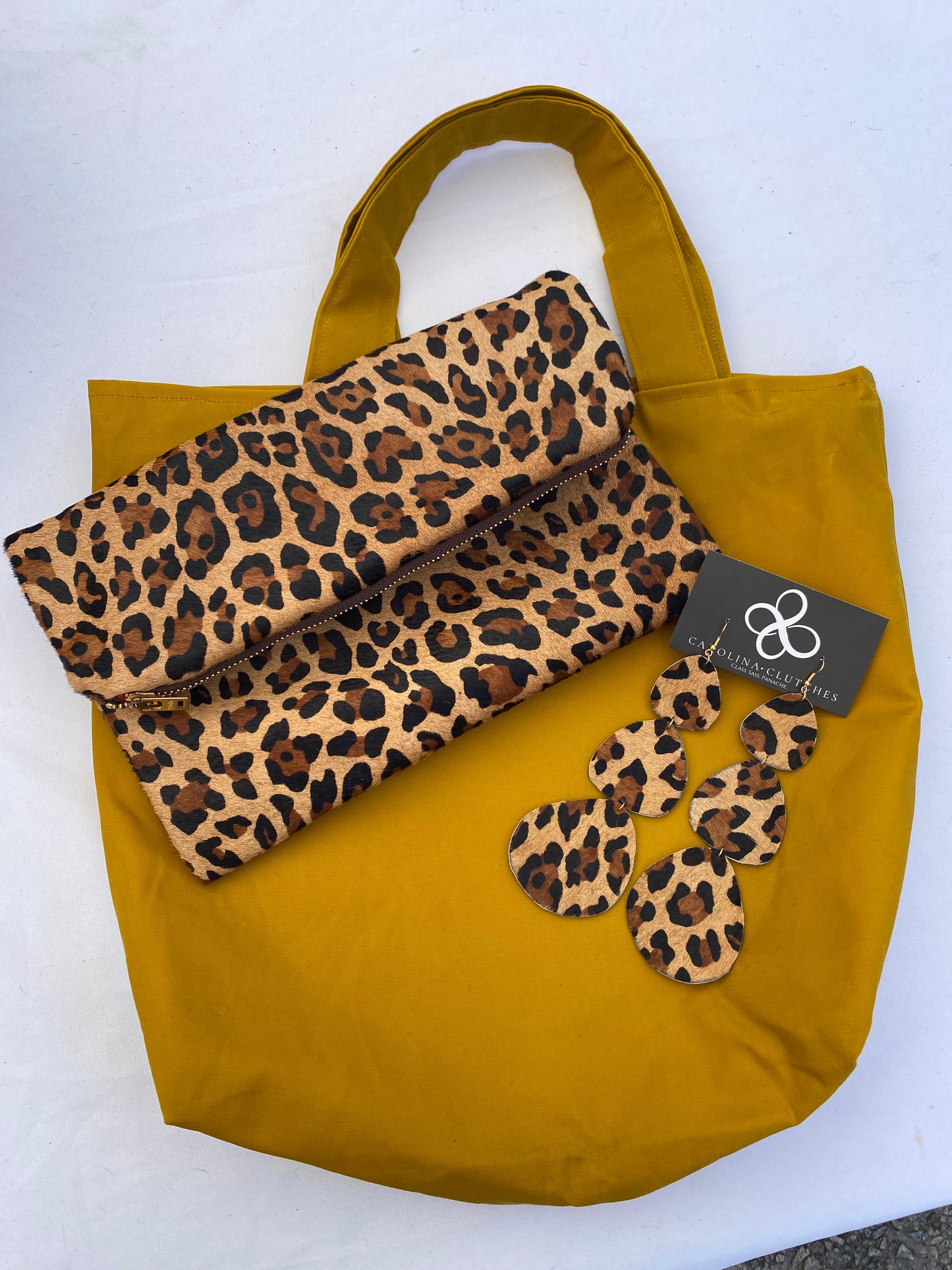 Hair on Leather Leopard Earrings