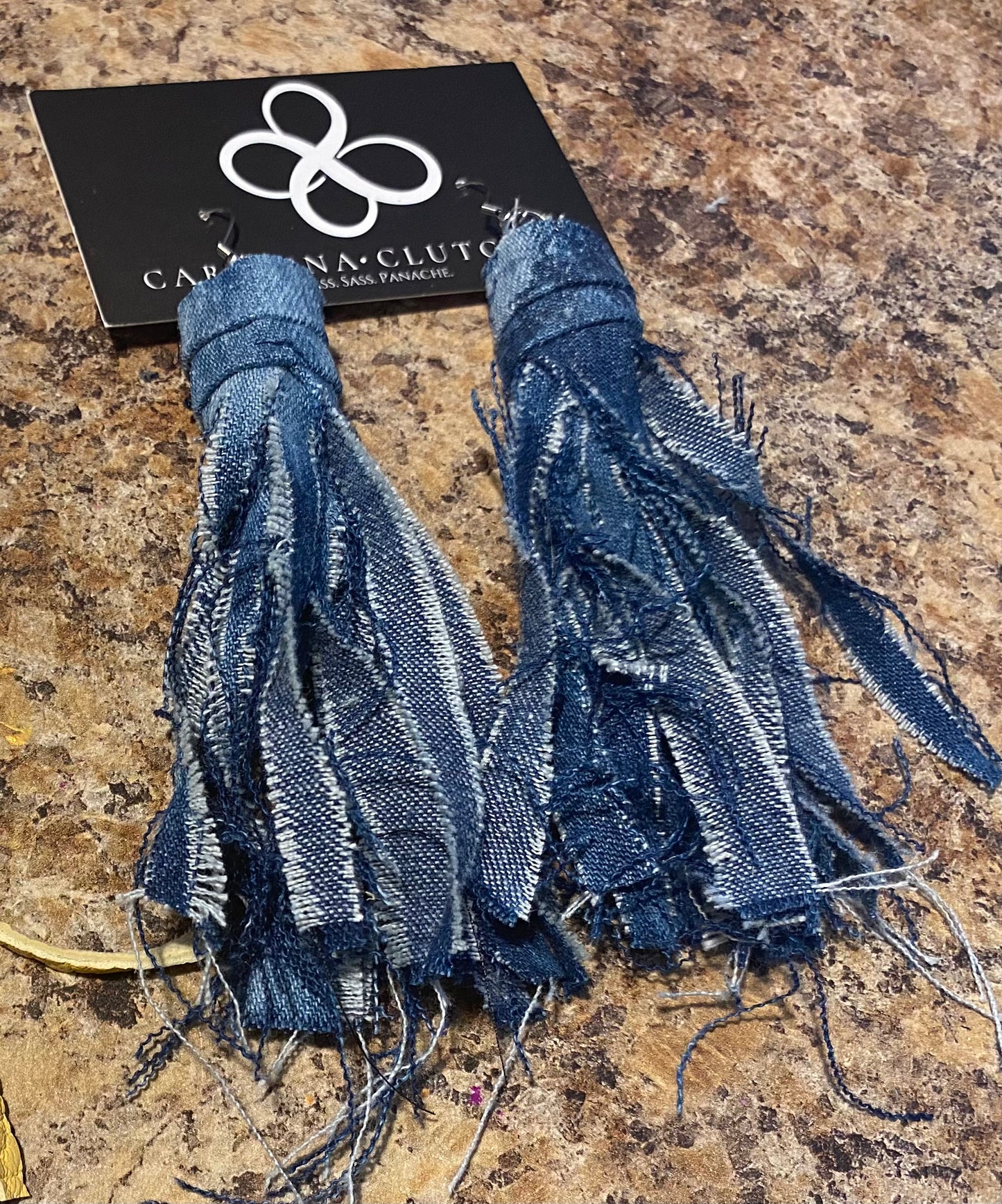 Denim Tassel Earrings