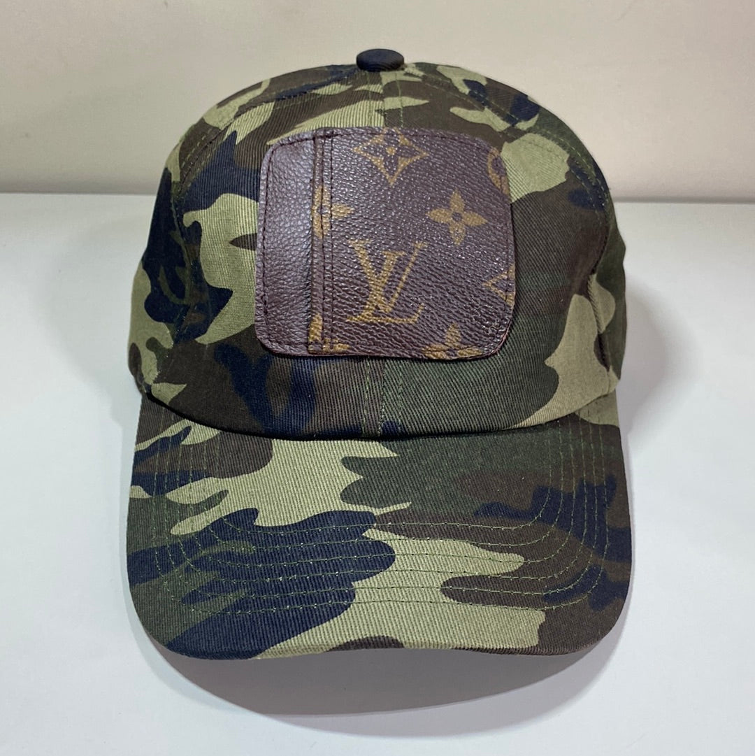 Light Blue Upcycled Authentic Louis Vuitton Leather Patch Dad Hat