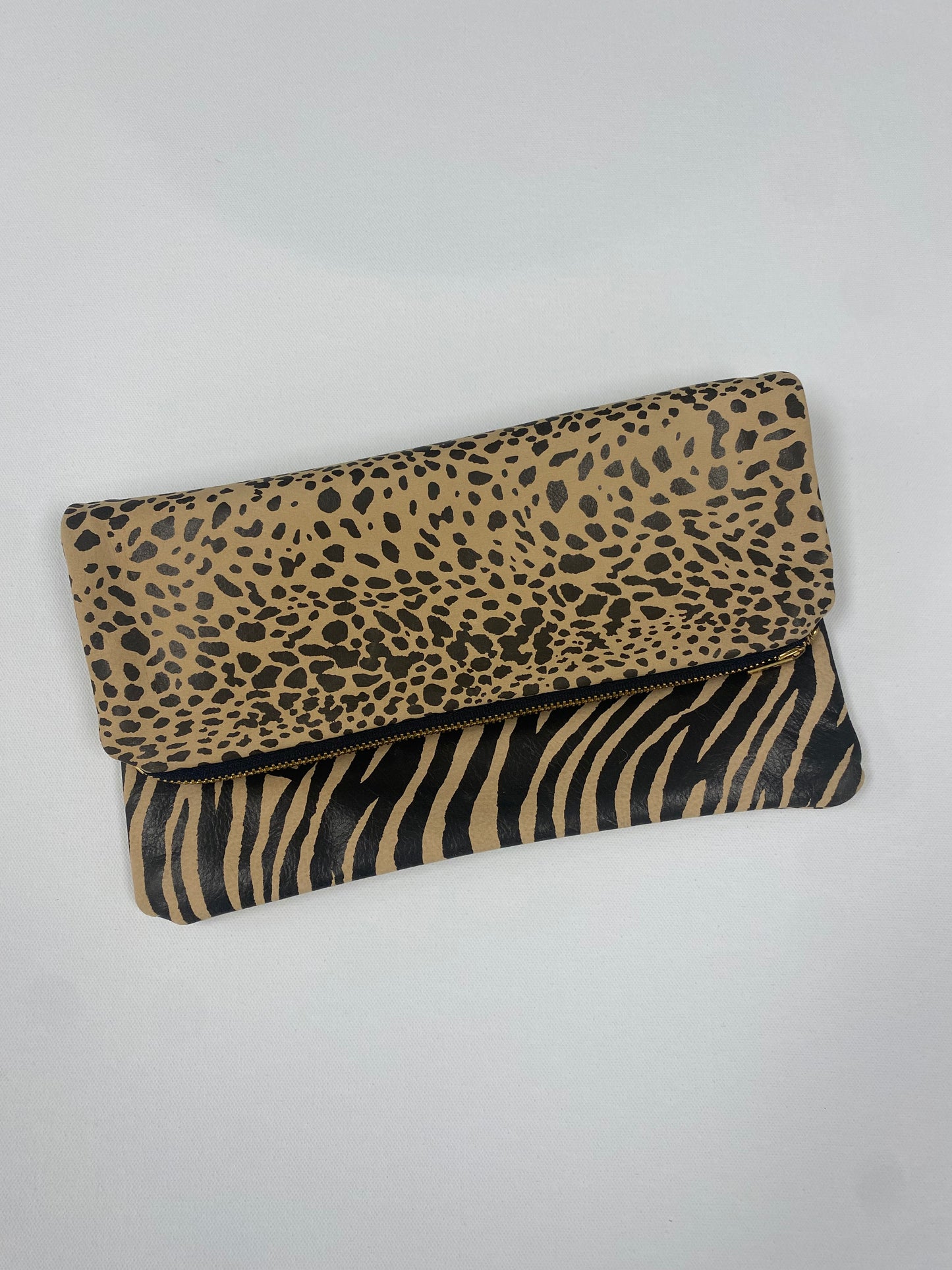 Wild Sides Leather Foldover Clutch