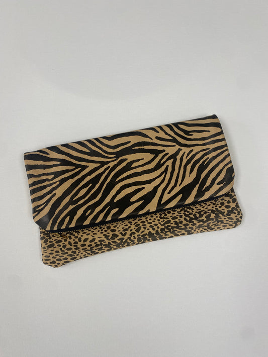 Wild Sides Leather Foldover Clutch