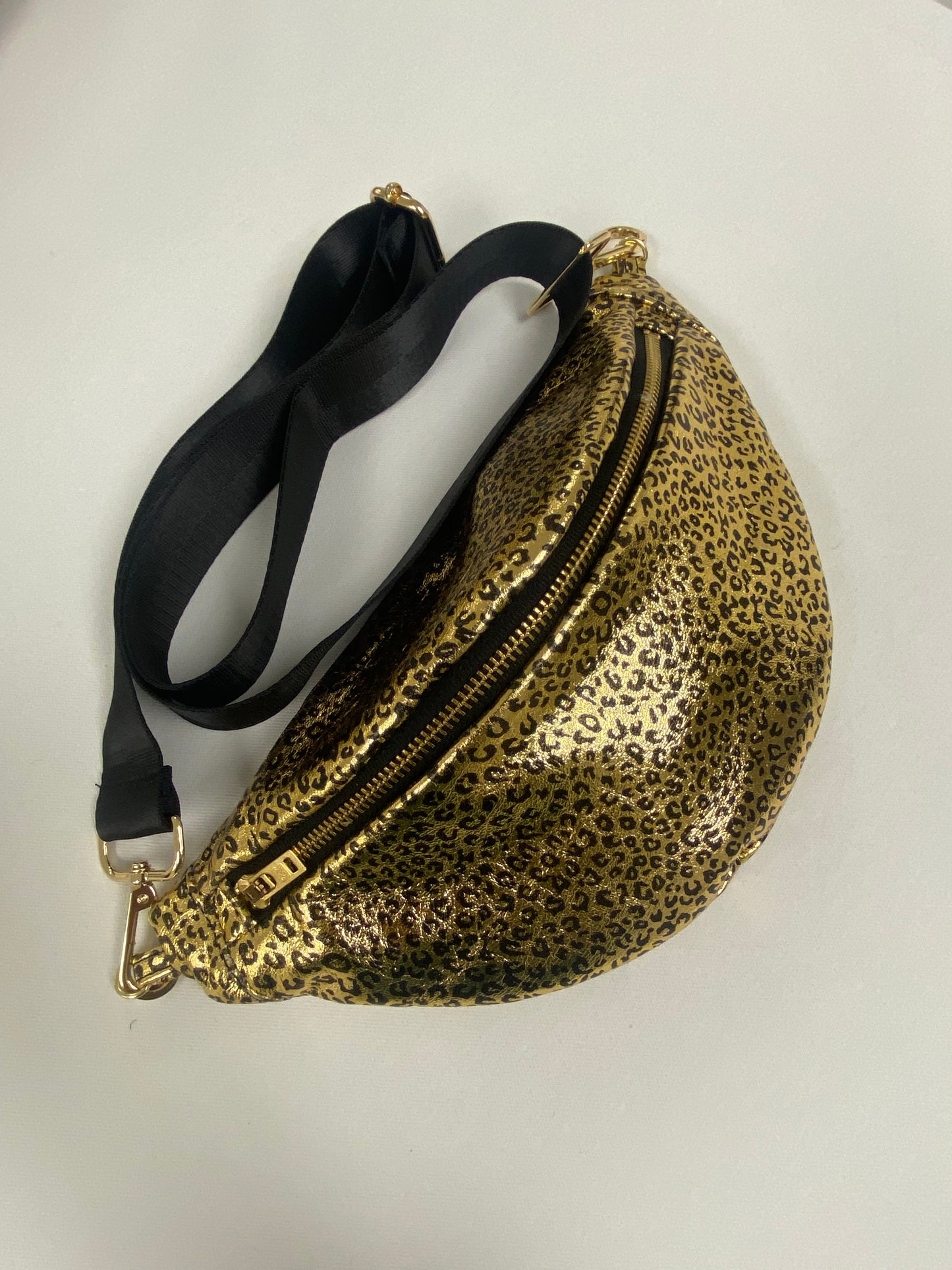 Leopard and Gold Metallic Convertible Bumbag