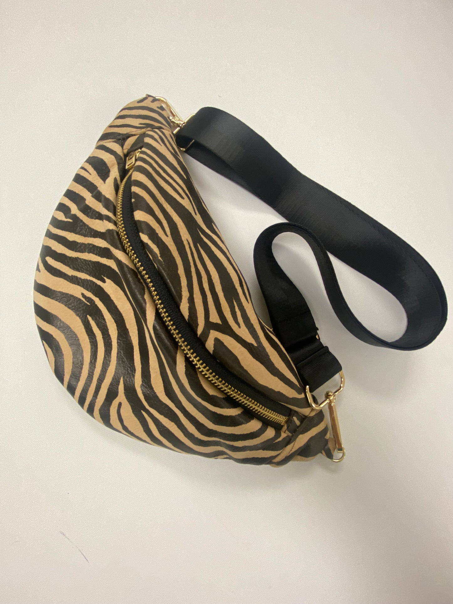 Tiger Print Leather Convertible Bumbag