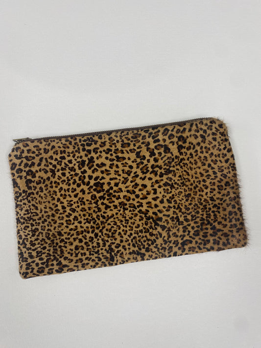 Hair-on Leopard Print Leather Clutch