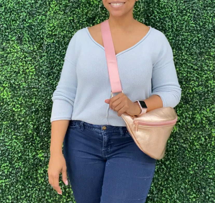 Oversized Metallic Pink Convertible Bumbag