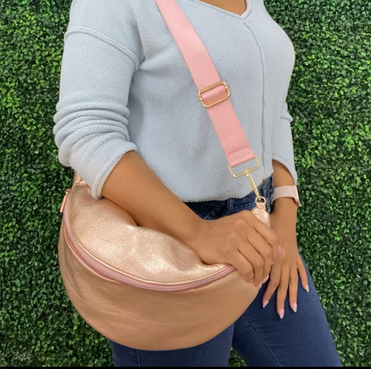 Oversized Metallic Pink Convertible Bumbag